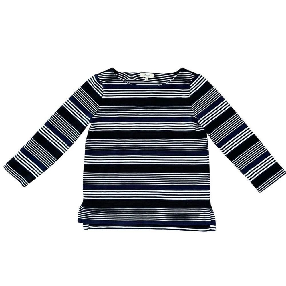 MADEWELL Blue & White Striped Nautical 3/4 Sleeve Blouse Size S